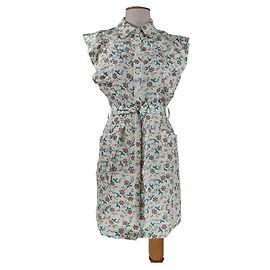 Claudie Pierlot Floral Linen Dress with Ruffles