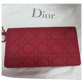 Borsa a mano Christian Dior Lady Dior in pelle rossa