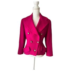Chaqueta Chanel Rosa Frambuesa Lana Talla 40