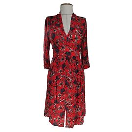 Ba&Sh Rotes Blumenkleid aus Viscose