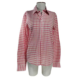 Autre Marque Band of Outsiders Blusa Camisa de Cuadros Lavados Algodón Blanco Rojo