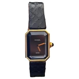 Chanel Premiere 18K Gelbgold 1982 Lederarmband