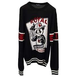 Dolce & Gabbana Maglia DG Passion Nera in Lana Vergine Nera