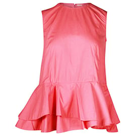 Top asimétrico sin mangas con sobrefalda en algodón rosa de Marni