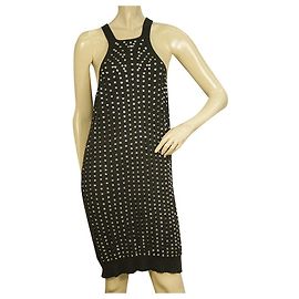Stella Mc Cartney Stella McCartney Mini abito canotta in cotone senza maniche con paillettes argento nero taglia 42