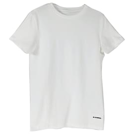 T-shirt Jil Sander bianco con logo in cotone