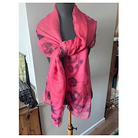 Sciarpa Chanel Chala in voile di cotone rosa