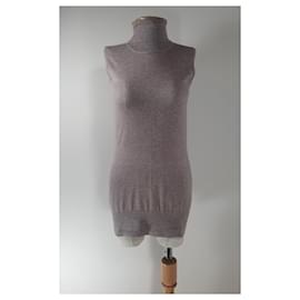 Tank Polo Pullover Kaschmir Seide Wolle Mischung Beige Grau - Autre Marque