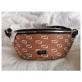 Lancel Camel Marsupio in Pelle Nera e Tela Rivestita