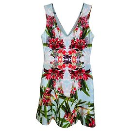 Robe Karen Millen sans manches imprimé floral tropical bleu