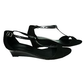 Autre Marque PASTELLE Sandali con zeppa in camoscio nero T40 Euro