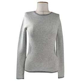 Pull Allude Pied de Poule en Cachemire Gris