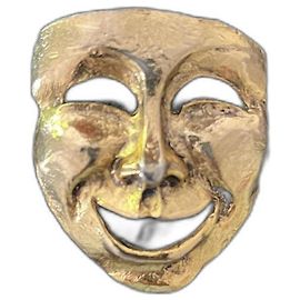 Moschino Brosche Commedia dell'arte Maske gold