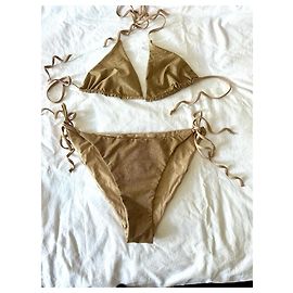 Autre Marque Traje de baño jersey dorado metalizado