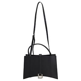 Bolsa pequena Balenciaga Ampulheta Leste-Oeste em couro de bezerro granulado preto