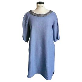 Autre Marque KOAN Collection Blaues Leinenkleid, neuer Zustand T46 IT