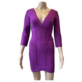 Herve Leger Kleid Violett aus Viskose