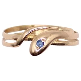 Autre Marque Anello serpente in oro giallo 18 carati e zaffiro periodo Napoleone III