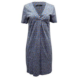 Max Mara Weekend Gemustertes Sommer-Etuikleid aus blau bedruckter Viskose