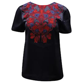 Tory Burch Tia bestickte Bluse aus schwarzem Polyester