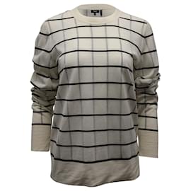 Theory Grid-Print-Pullover aus eierschalenweißer Wollmischung