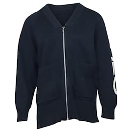 Kenzo Strick-Cardigan mit Reißverschluss aus marineblauer Baumwolle