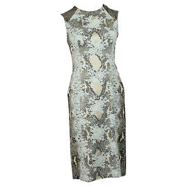Vestido Erdem con estampado de piel de serpiente y detalle de encaje en viscosa gris