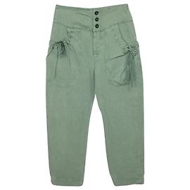 Isabel Marant Etoile Cargohose mit gerafften Taschen aus grünem Leinen