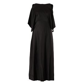 VESTIDO A MEDIDA CON HOMBROS FRIO BALENCIAGA EN CUPRO NEGRO