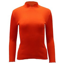TOP DE PUNTO ACANALADO CON CUELLO ALTO EN VISCOSA NARANJA DE GANNI