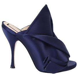 Autre Marque n21 Mules Peep Toe con nodo Raso in raso blu navy
