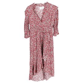 Vestido midi con bajo asimétrico y escote en V en viscosa roja de Ba&sh