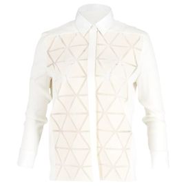 Camisa de algodón color crema con botones geométricos de Victoria Beckham