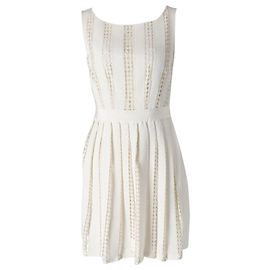 Moschino Vestido plisado perforado en algodón color crema