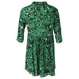 Ba&Sh Mini abito con gonna arricciata a fiori con bottoni sul davanti in viscosa verde