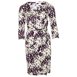 Diane Von Furstenberg New Julian bedrucktes Wickelkleid aus lila Seide