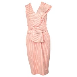 VESTIDO CON ESTAMPADO DE RAYAS SPORTMAX EN ALGODÓN NARANJA