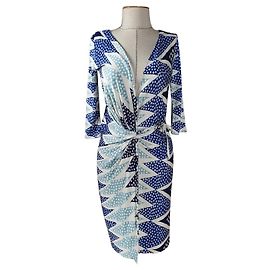 Abito Diane Von Furstenberg in seta blu multicolore