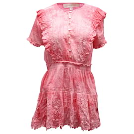 LoveShackFancy Minivestido Sheldon en algodón rosa