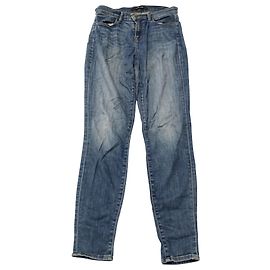 Vaqueros de talle alto con lavado desgastado en denim de algodón azul de J Brand