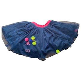 Falda de tul Billieblush con dinosaurios y pompones Azul oscuro