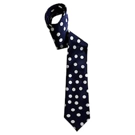 Cravatta Krizia in seta blu a pois bianchi