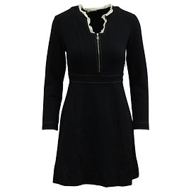 Vestido con cuello de volantes Sandro Clay en poliéster viscosa azul marino