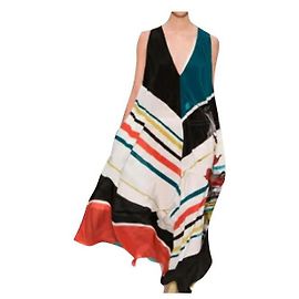 Vestido Paul Smith Runway Maxi sin mangas de seda floral a rayas