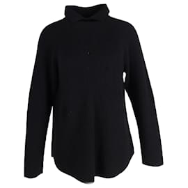 Gerippter Theory-Pullover mit hohem Kragen aus schwarzem Kaschmir