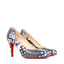 LOUBOUTIN - Pflaumenpumps aus schwarzem und weißem Python (T40) - Christian Louboutin