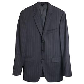 Dolce & Gabbana Blazer Classico Gessato in Lana Nera