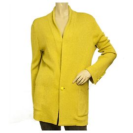 Zadig & Voltaire Deluxe Verone Metallic Yellow Long Cardi Cardigan Jacke Größe S