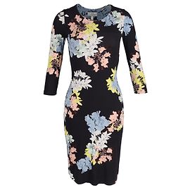 Erdem Blumen-Jersey-Midikleid aus schwarzer Baumwolle