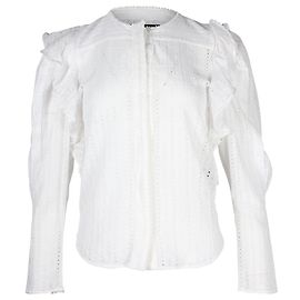 Isabel Marant Blusa de algodón blanco con ribete de volantes y bordado inglés